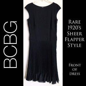 DONATED BCBG MaxAzria Sheer Black Rare 1920’s Style Dress
